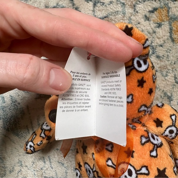 ☠️ GANZ NWT Skull Bear Lot of 2 Halloween Plush Decor Toy Stuffed Animal Holiday - Picture 5 of 9